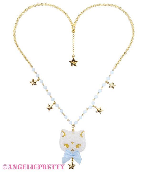 angelic pretty milk cat necklace - white × sax - 2021