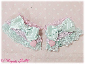 angelic pretty color scheme heart charm wrist cuffs - mint - 2010