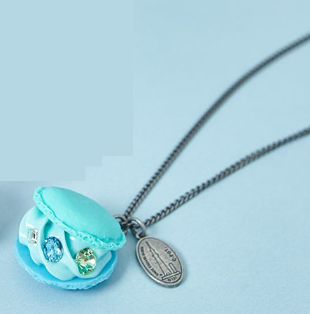 q-pot tokyo skytree town macaron necklace - blue - 2016