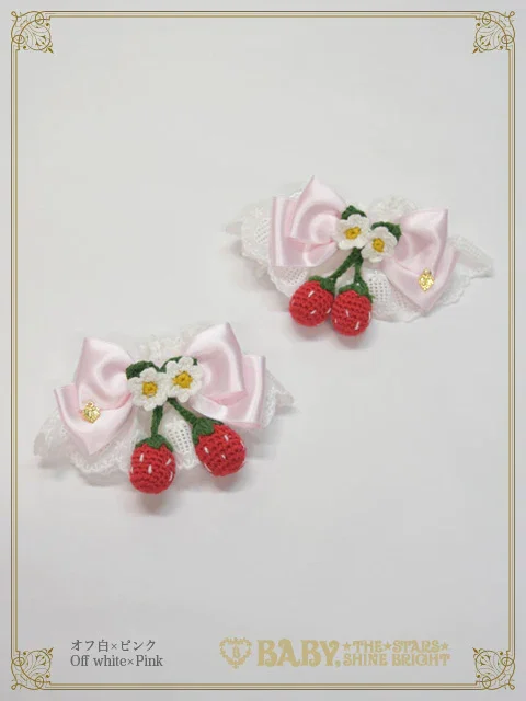 btssb swinging strawberry cuffs - white × pink- 2023