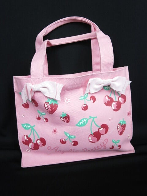 angelic pretty cherry print canvas tote bag - pink - 2005