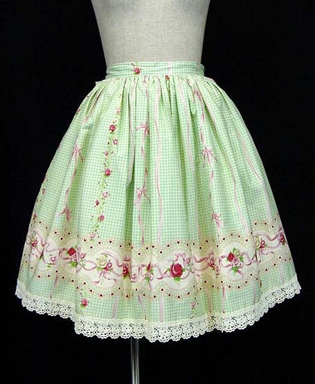 btssb gingham rose ribbon skirt - mint - 2007