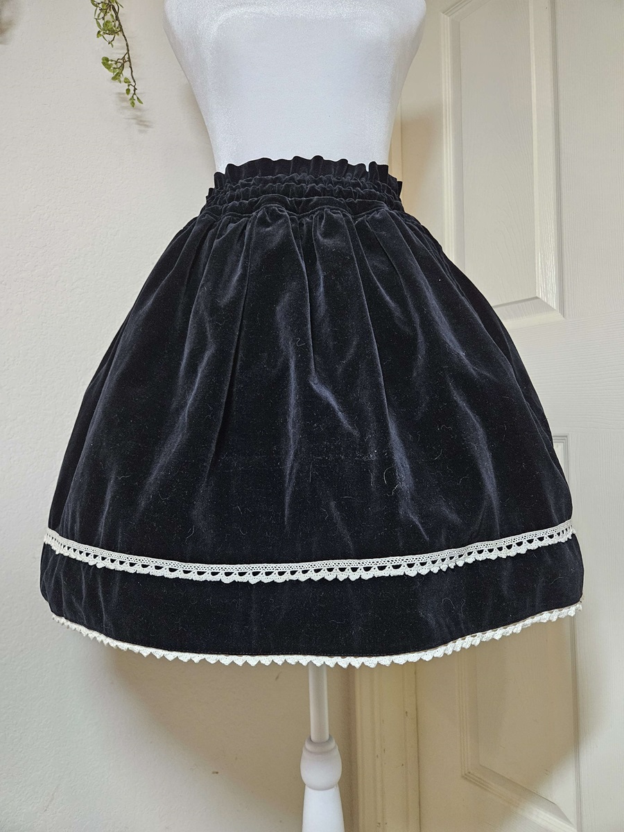 metamorphose velvet skirt - black × white - ca.1999-2001