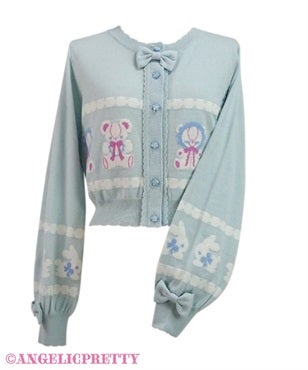 angelic pretty fancy border knit cardigan - sax - 2023