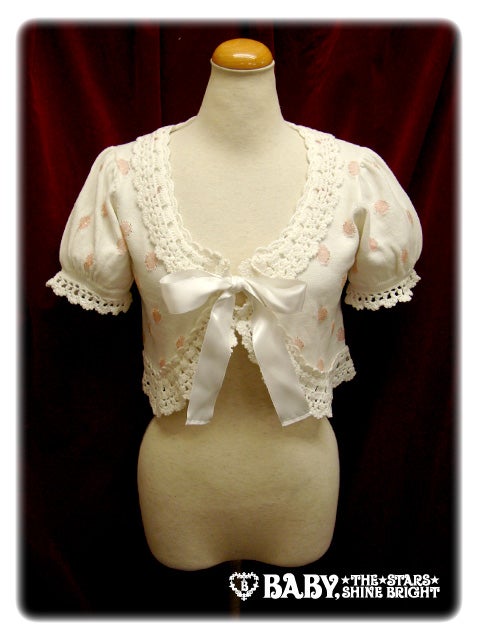 btssb polka dot lame bolero - white - 2011