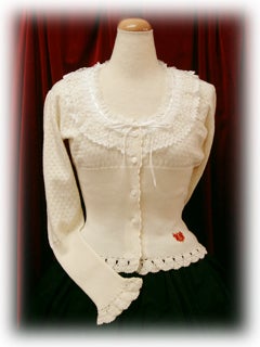 btssb lace frill scoop neck cardigan - offwhite - 2007