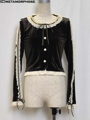 metamorphose velour cardigan (torchon lace) - brown - 2012