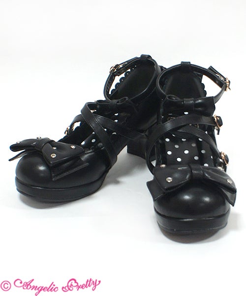 angelic pretty jewelry ribbon shoes - black - 2017