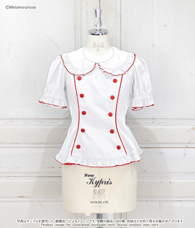 metamorphose little nurse short sleeve blouse - white × red - 2024