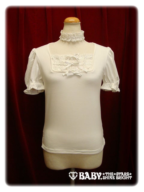 lace yoke cutsew with choker - offwhite - 2012