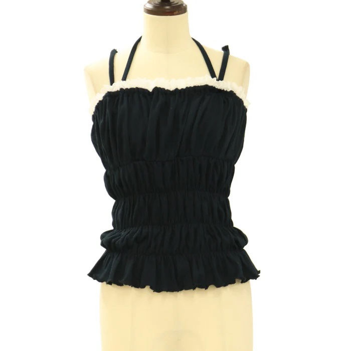 btssb btssb shirred camisole - black × white - 2006